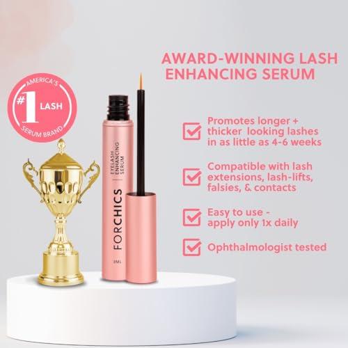 ForLash Hormone-Free Eyelash Growth Serum - Lash Enhancer for Longer, Thicker, and Fuller Lashes - Organic & Vegan - [0.10 fl. oz   3ml]