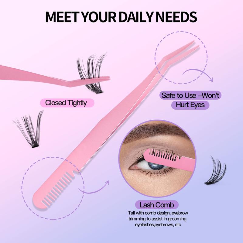 DIY Eyelash Extension Kit 280 Pieces Eyelash Cluster Kit ，Adhesive Seal Tweezers Eyelash Glue Remover ，False Eyelashes for Beginners Eyelash Extension at Home Cosmetic ，Fall Gift， Winter Gift ，Christmas Gift， Black Friday promotion