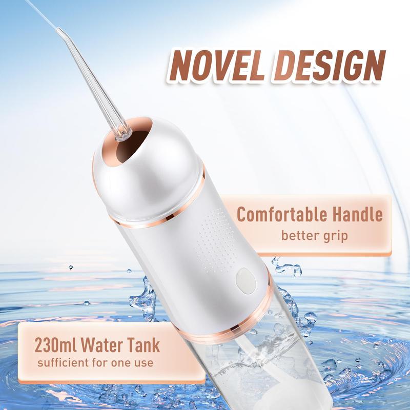 Rechargeable Water Flosser, 1 Box Portable Oral Irrigator with 4 Counts Nozzles, Waterproof Teeth Cleaner, 3 Modes Teeth Cleaning Tool for Home & Travel, Christmas Gift