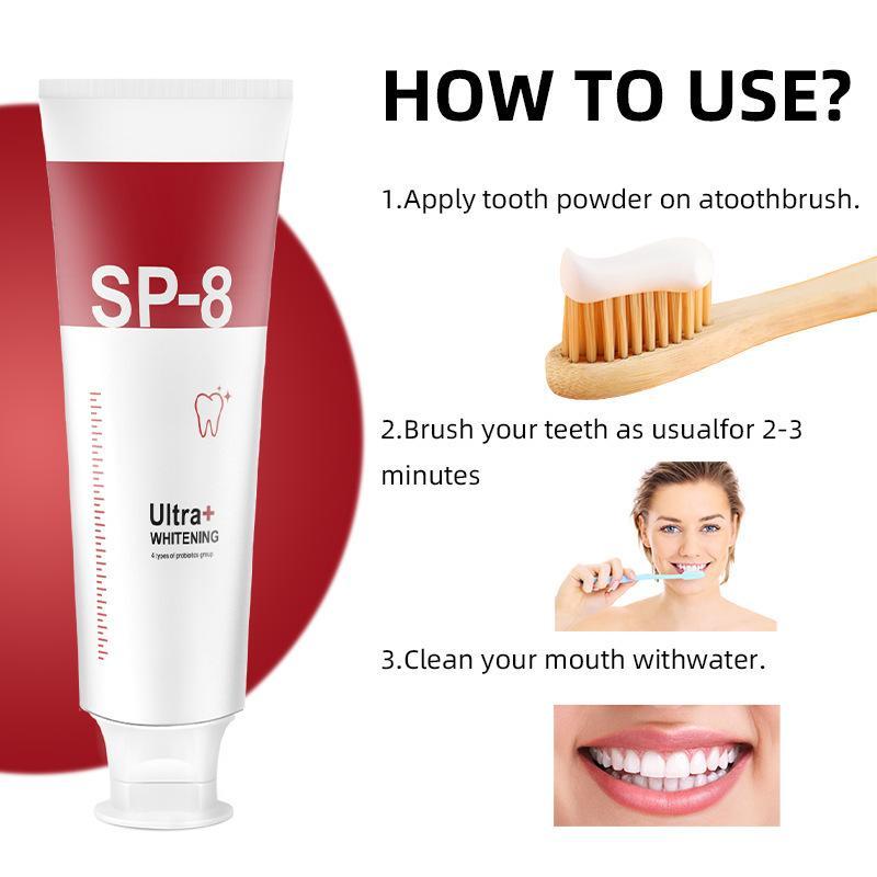 SP-8 Triple Whitening Probiotic Whitening Toothpaste, Free of Fluoride, Hydroxyapatite, Anti plaque, Oral Health Management,sp-8,sp-6,sp8,sp6