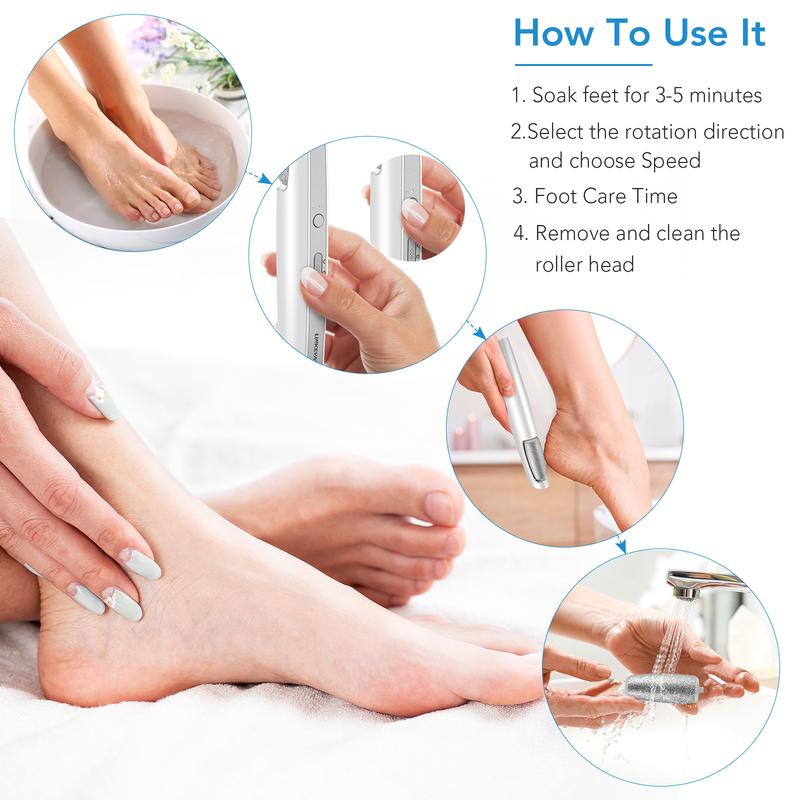 LINKEVAP Electric Feet Callus Remover,Portable Electronic Foot File Pedicure Tools,Waterproof Foot Scrubber File,Pedi Foot Care for Dead,Hard Cracked Dry Skin Manicure Nail Nail Care Cutics Nail Art