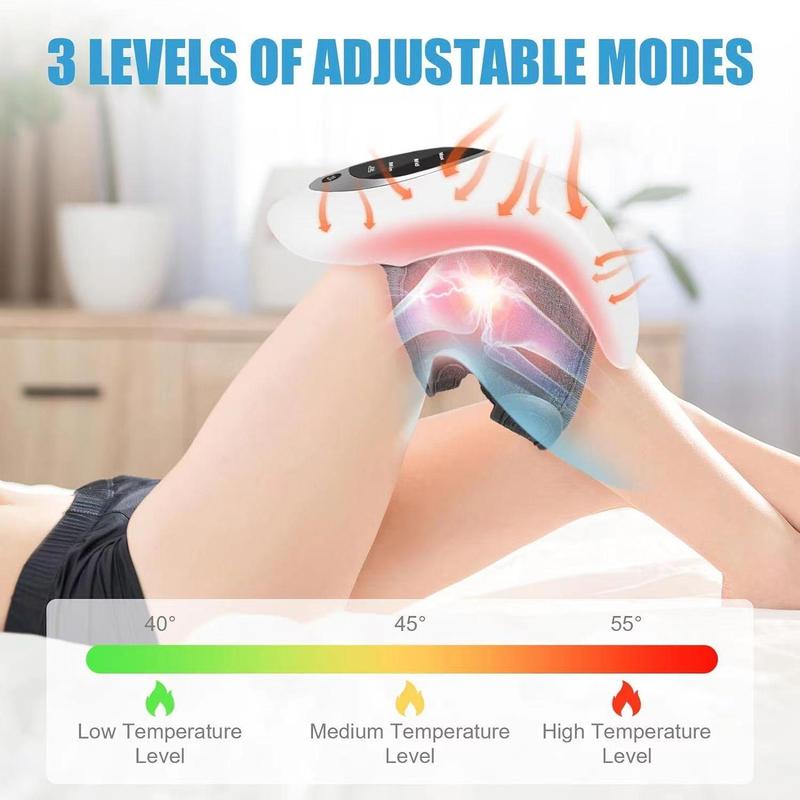 Knee Massager, Large LED Screen, Adjustable Temperature,Cordless Knee Massager with Heat and Vibration, Portable Massager for Knee Discomfort Cordless Knee Massager with Infrared Heat and Vibration for Swelling