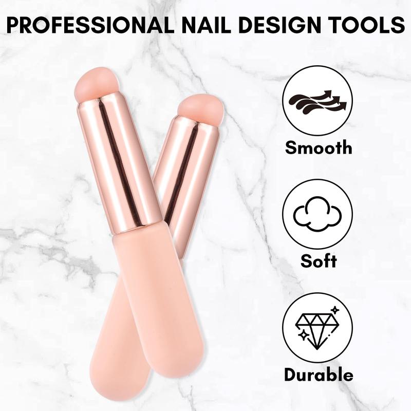 Makartt Silicone Nail Brush, 2PCS Reusable Silicone Nail Chrome Applicator, Pink Nail Art Brushes Silicone Lip Brush For Pat Ombre Gel Nail, Chrome Nail, French Nail, Lipstick, Concealer, Eyeshadow Makeup Cosmetic