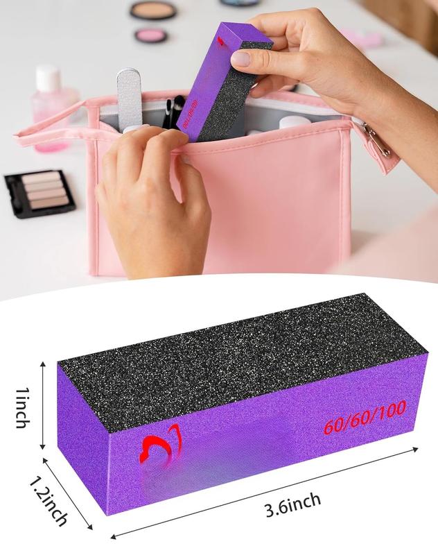 Buffer Sanding Block Polisher Buffing File 60 100 Grit for   Art Kit Manicure Tools 10 count (Black Purple)