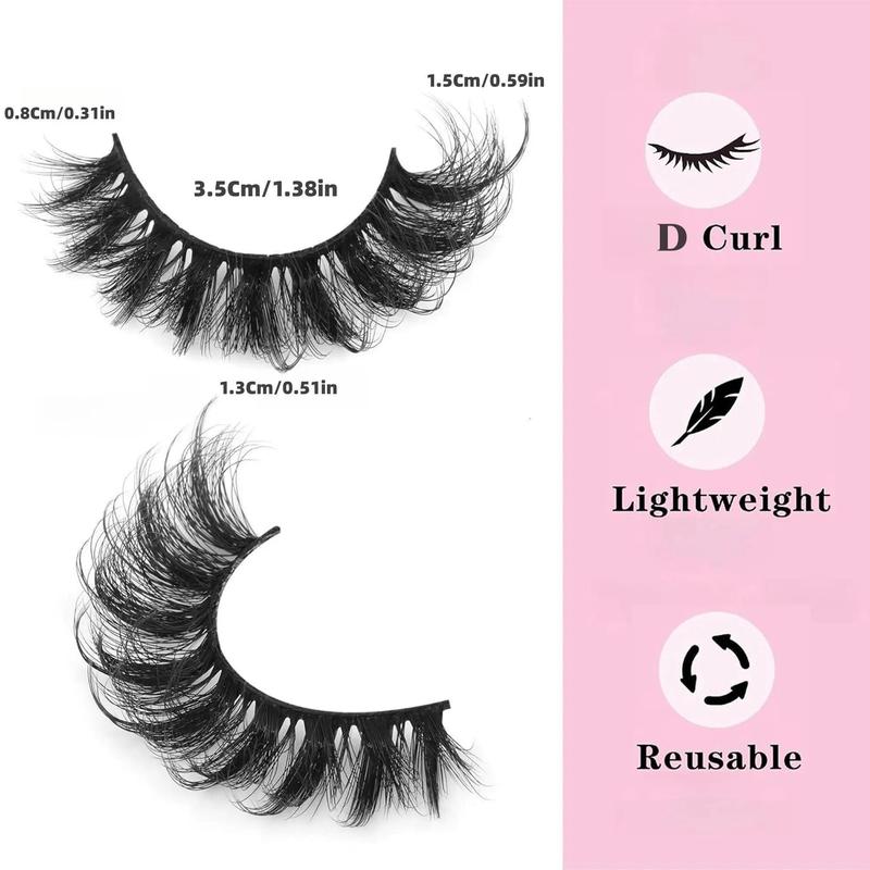 Fluffy False Eyelashes, Short Cat Eye Faux Cluster Lashes, Natural Curling Eyelashes Extensions, Volumized False Lashes for Eye Makeup Enhancement