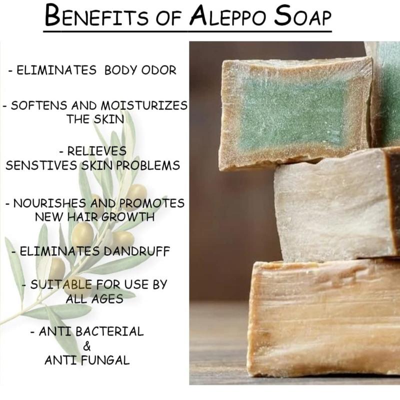 4 Pack Halab Soap Natural Handmade Aleppo Soap, 20% Laurel Oil, 80% Virgin Olive Oil, Nail Comfort, All Skin Types, 180g Body Care Body Wash Cleanser Skin Care