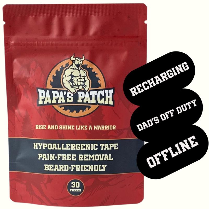 Papa's Patch Mouth Tape (30 Strips) - Strong Adhesion, Pain-Free Removal, Hypoallergenic & Skin-Friendly, with Messages to Empower Dad's Well-Being