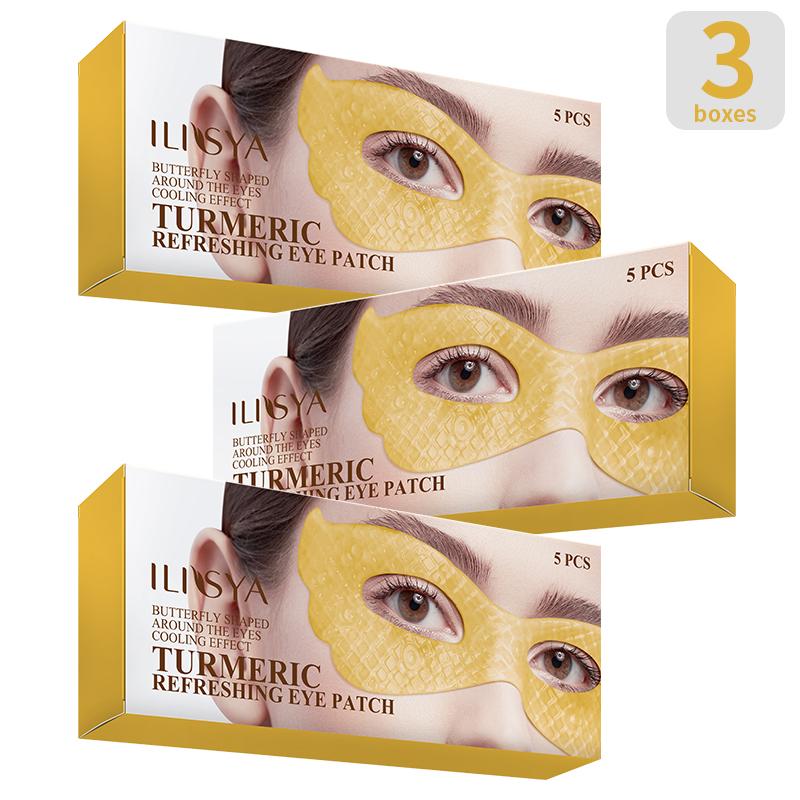 3 boxes, ILISYA turmeric one-piece eye mask, fully care the skin around the eyes, moisturize the eyes, improve eye lines,Skin Care products