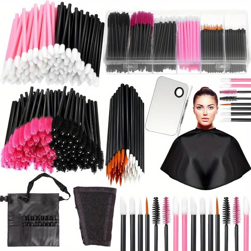 268-piece Professional Makeup Tool Set for Makeup Artists, Disposable Mascara Brush, Lip Brush, Eyeliner Brush and Organizer Box, Storage Bag, Waterproof Cape, Stainless Steel Makeup Board