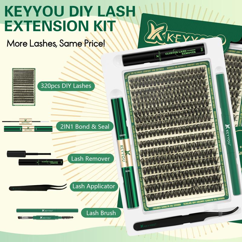 BlackFriday KEYYOU DIY Lash Clusters Kit 60D 70D 80D 90D Individual Lashes D Curl 8-18MIX Waterproof Ultra Soft & Comfortable Lash Extension Makeup