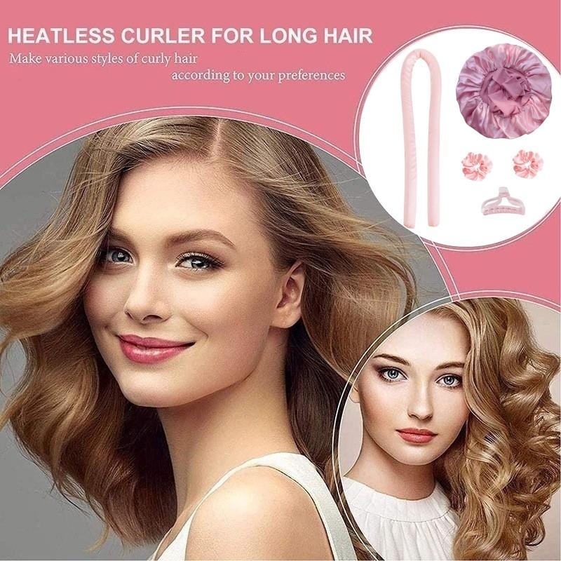 Heatless Hair Curler, Matches with Satin Bonnet for Sleeping, for Most Hair Types  Haircare Elastic Sleep Cap Silk Bonnet