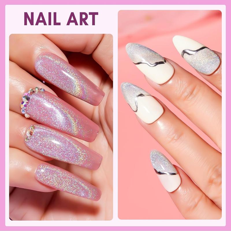 Makartt Gel Nail Polish, Universal Rainbow Cat Eye Gel Nail Polish 10ml Holographic 9D Sparkly Hole Cat Eye Glitter Fall Gel Polish with Magnet Stick Soak Off UV LED Manicure Nail Art Designs Nail Care Color