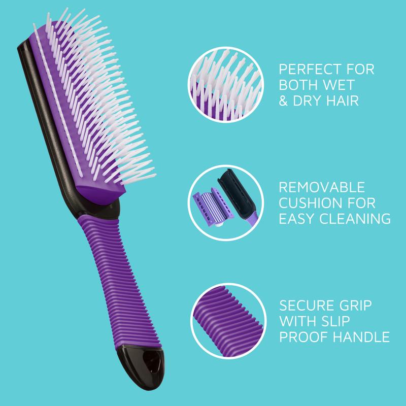 KISS Colors & Care Professional Detangling Non-Slip Brush - Purple