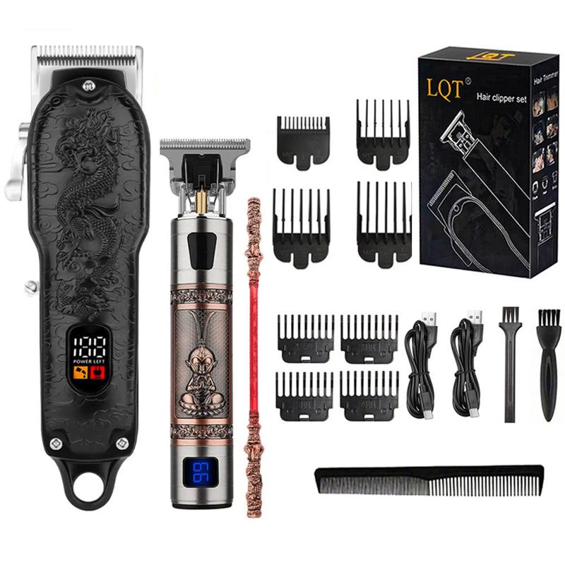 Professional Hair Clipper & Beard Trimmer Kit, 1 Box Adjustable LED Display Rechargeable Digital Beard Trimmers Kit for Salon & Home Grooming, Hair Cutting Machines, Barber Kit