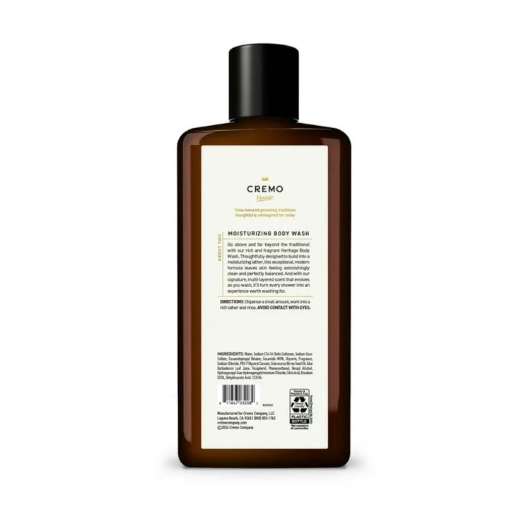 Cremo Mens Body Wash, 16 Oz, Bourbon Vanilla Scent