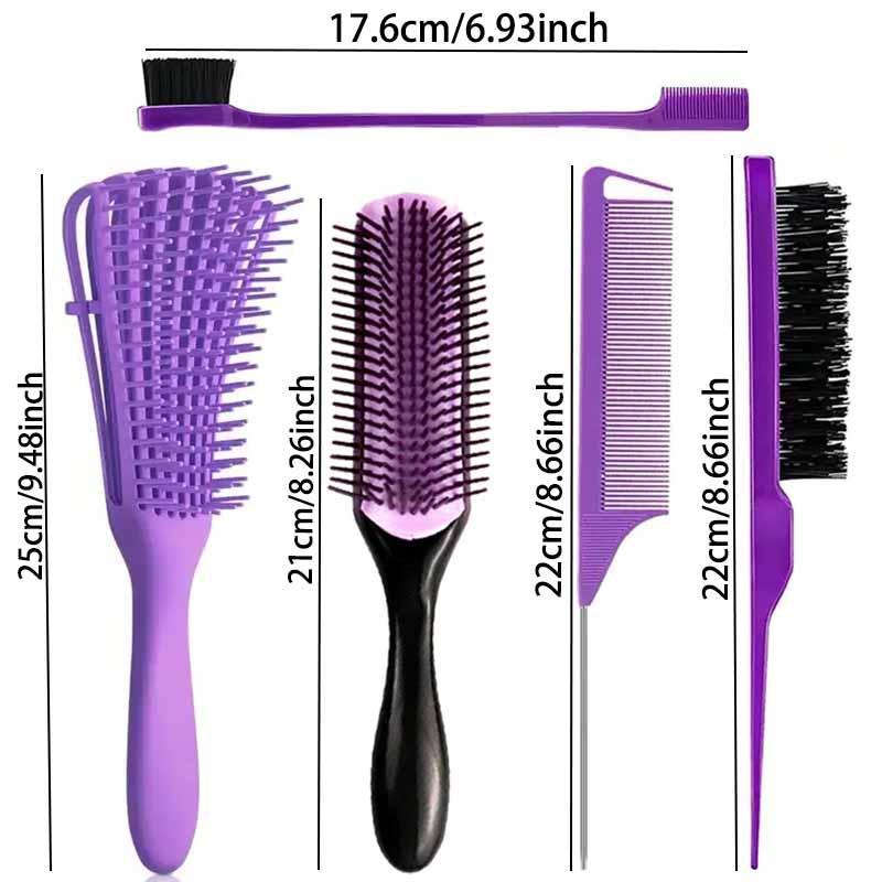 Summer Hair Styling Comb Set, 5 Counts set Hair Detangling & Styling Tool Set, Teasing Hair Brush, Scalp Massage Comb, Hairdressing Comb for Women and Men, Hair Grooming Comb, Hair Beauty Supplies, Hair Product, Christmas Gift