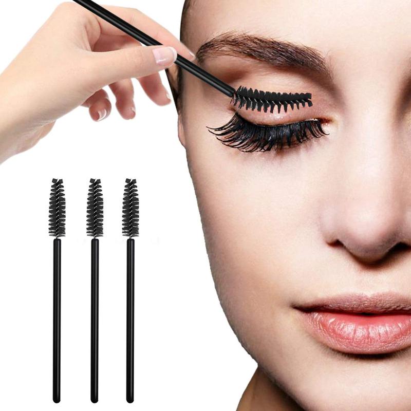 Christmas Sale - 100 Pcs Disposable Mascara Wands, Crystal Eyebrow Spoolies Brush for Eyelash Extensions, Pink Eye Lash and Makeup Brush.