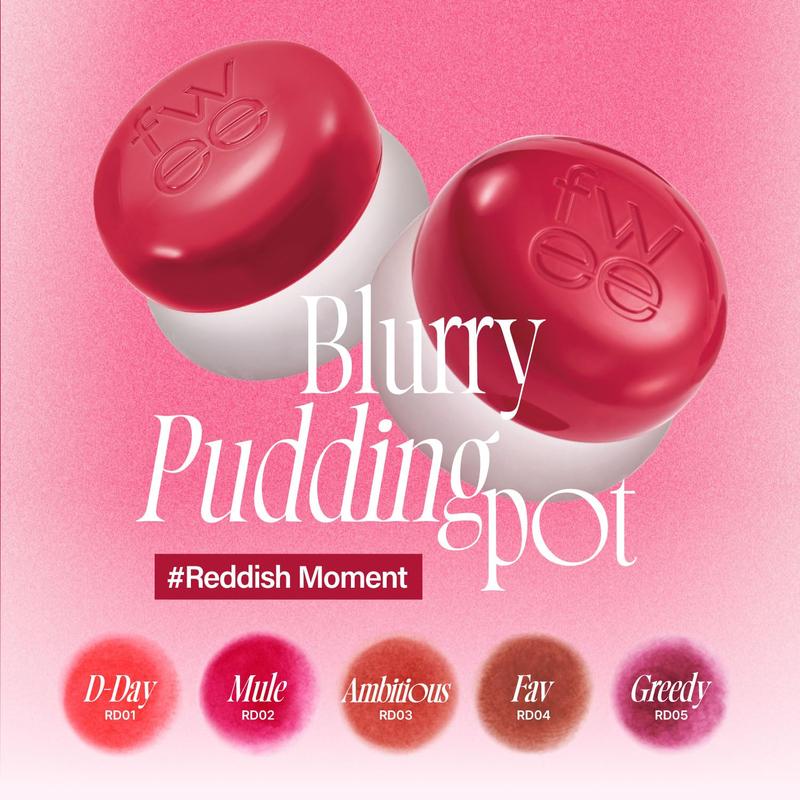 [Fwee] Lip&Cheek Blurry Pudding Pot | Blushed Moment - Crush | Makeup Blush, Buildable Lightweight, Multi-Use Soft Matte Finish | 5g Cosmetic