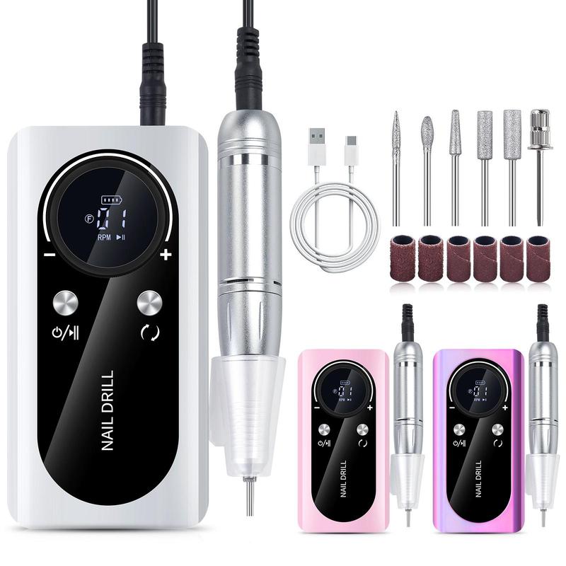 Portable Electric Nail Drill, 1 Set Rechargeable Nail Polisher with Accessories, Professional Nail Art Tool for Women & Girls