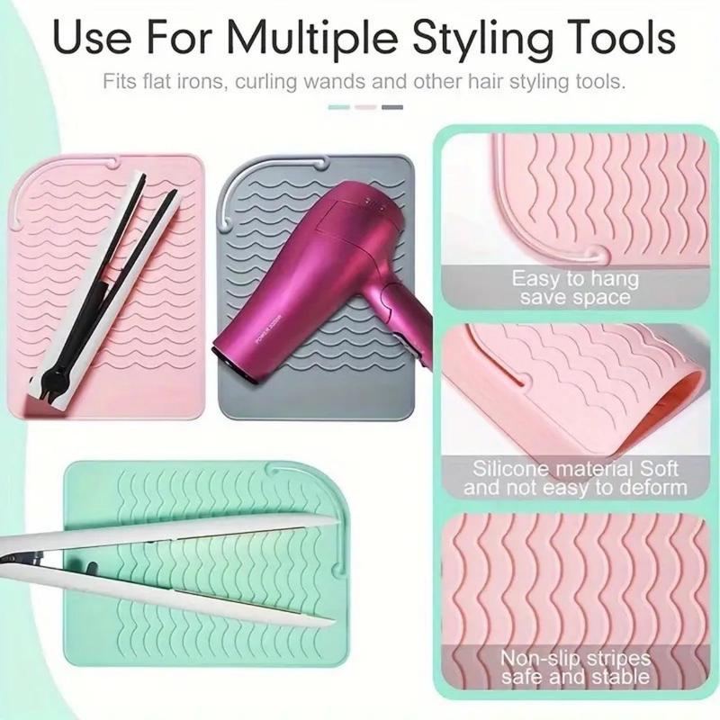 Heat Resistant Silicone Curling Iron Pad, 3 Counts Portable Anti-scald Hair Iron Mat for Hair Styling Tool