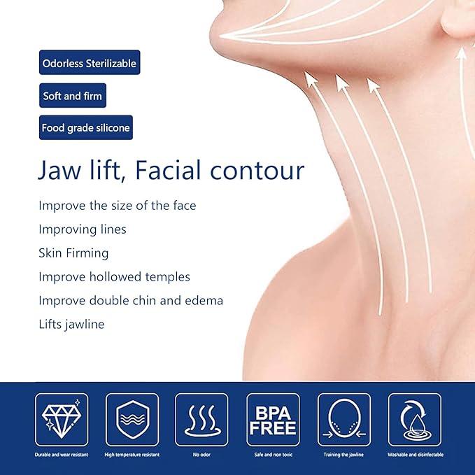 Jawline Exerciser And  Respiratory Trainer Exerciser For Men & Women - Powerful Jaw Trainer - Different Resistance Levels - Double Chin Reducer Eliminator - Silicone Jaw Toner Tablets - Face Neck Shaper & Strengthener Line Chewing Gum Skincare Comfort