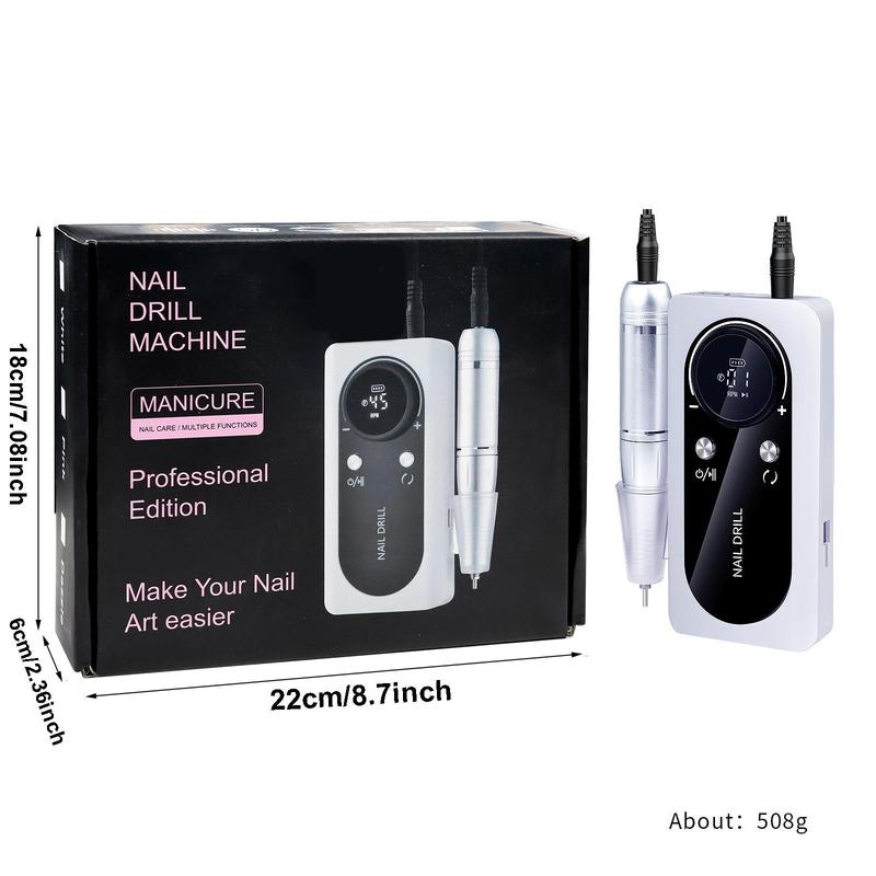 Portable Electric Nail Drill, 1 Set Rechargeable Nail Polisher with Accessories, Professional Nail Art Tool for Women & Girls