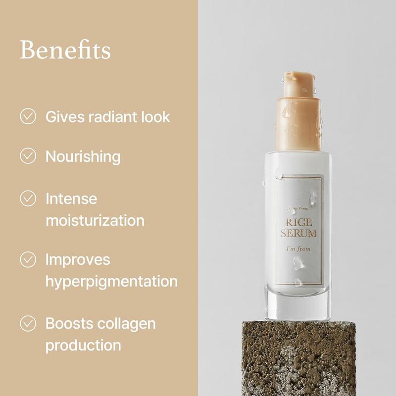 [I'm From Official Shop] Rice Serum, 73% Fermented Rice Embryo Extract | Boost Collagen, Vitality, Supply nutrients to skin with Vitamin B, Healthy Glow Moisture Skincare Moisturizing Skin Repair Comfort Skincare Korean Moisturizer Hyaluronic Niacinamide