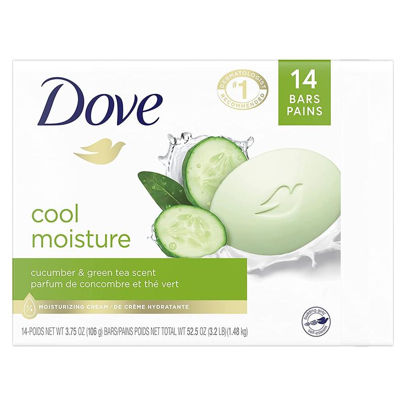 Dove Skin Care Beauty Bar for Softer Skin Cucumber and Green Tea More Moisturizing than Bar Soap 3.75 Oz, 14 Bars Unilever