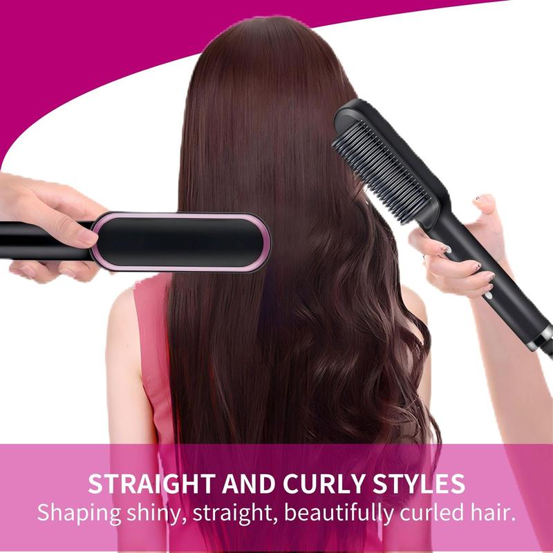 Hair Straightener Brush, Anti-scald Comb Design Hair Straightening Brush, LCD Screen Hot Hair Brush for Smooth Frizz Free Hair