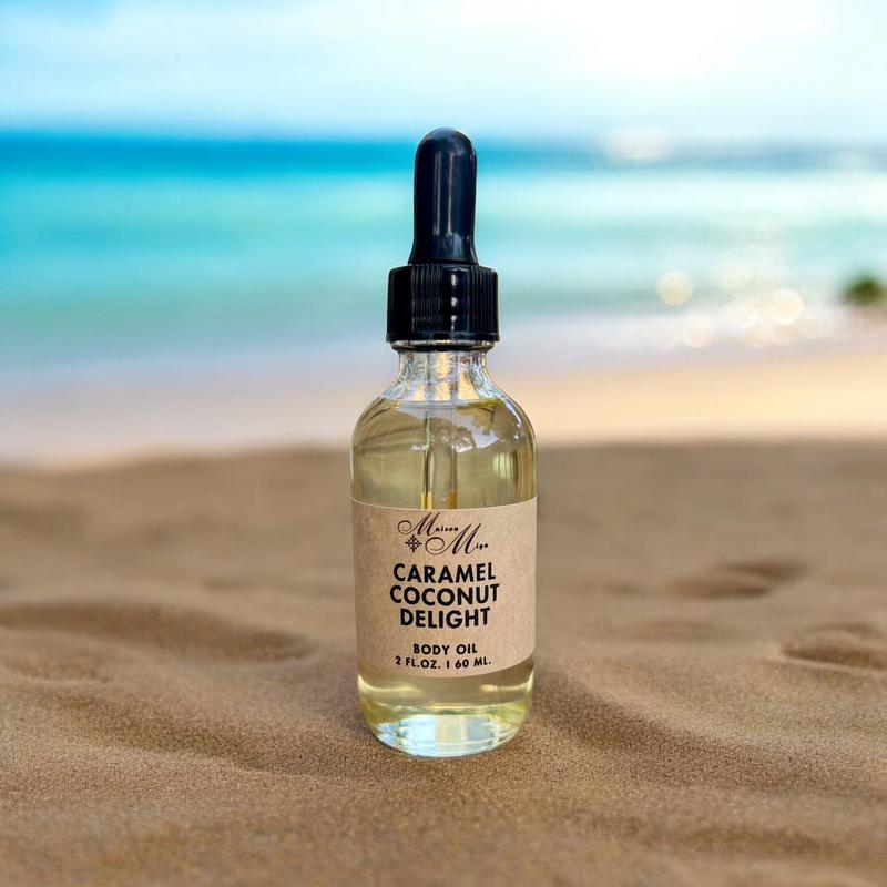 Caramel Coconut  Body Oil - Moisturizing Massage Oil -Non Greasy Oil For Soft Skin