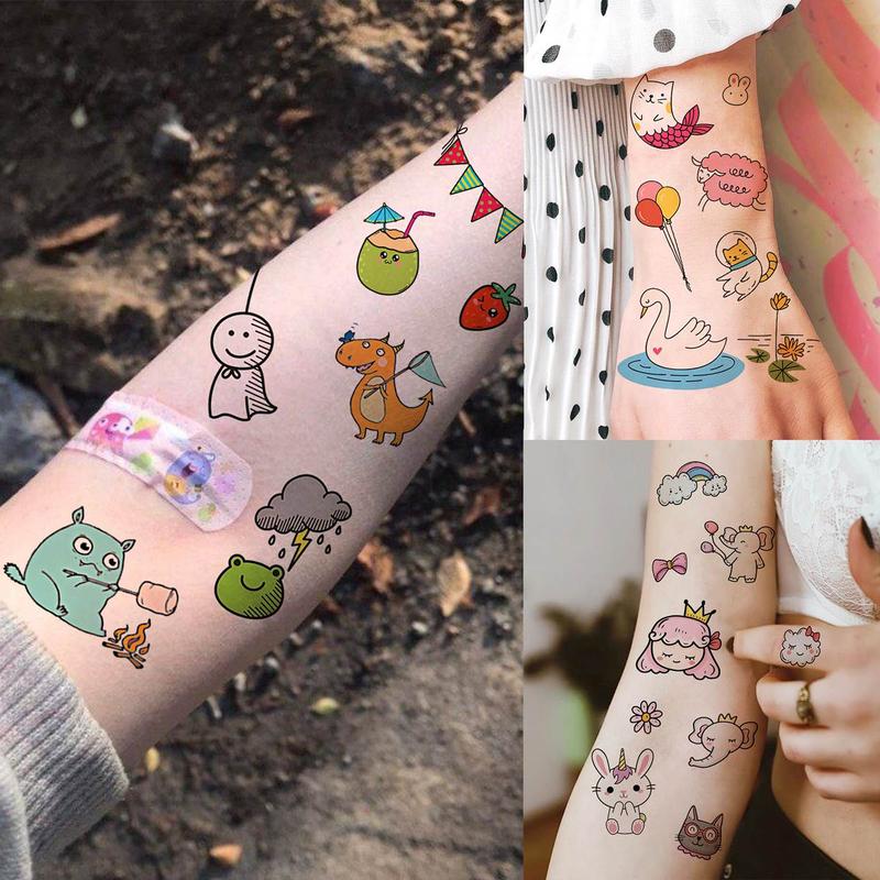 Colorful Animals Pattern Temporary Tattoo Sticker, 60pcs set Funny Waterproof Fake Tattoo Sticker, Body Art Sticker for Kids & Adults