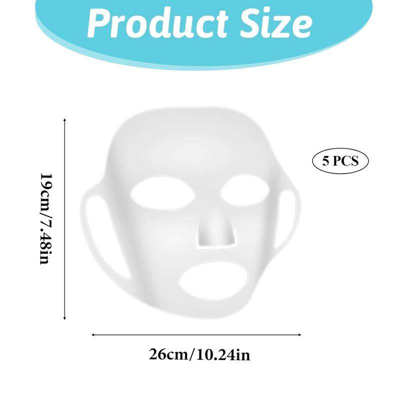 5 Sheets Silicone Face Mask Cover Reusable Moisturizing 3D Facial Mask Holder Prevent Evaporation Falling Transparent Skincare Beauty Ear-Hook Loops Cryo Rubber Face Mask Spa Tool Moisture Gift Serum Skin Repair Hydrate Moisturizer Hydrate Moisturizer