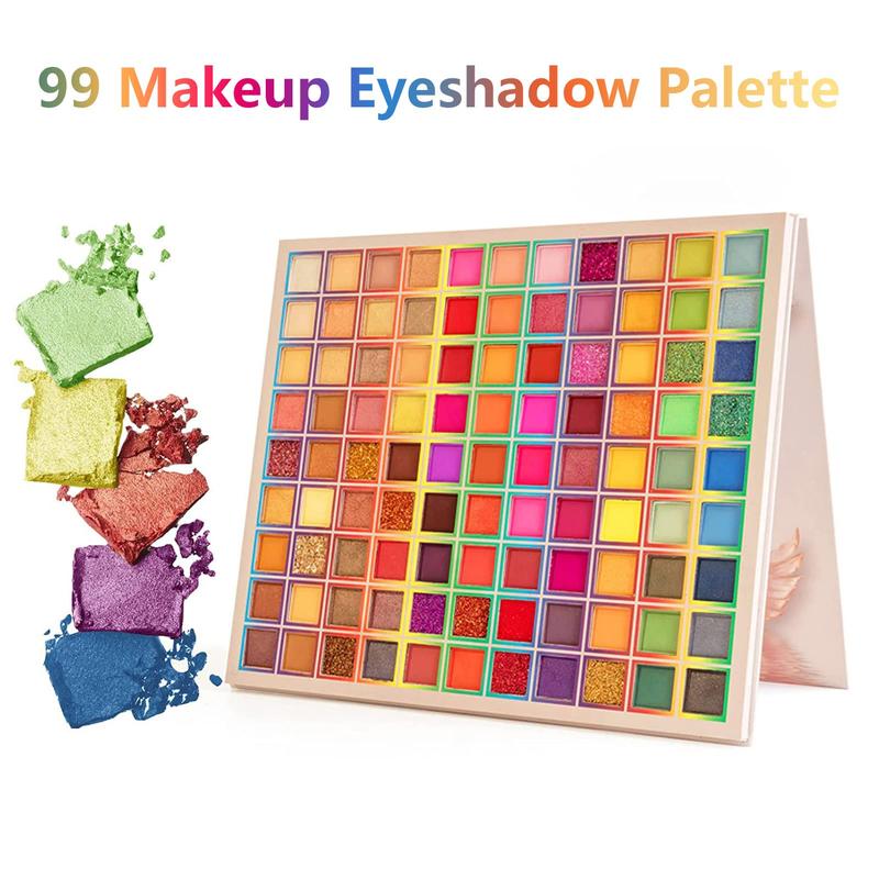 99 Colors Makeup Eyeshadow Palette, Professional Waterproof Matte Glitter Makeup Pallet Colorful Powder Rainbow Colors Eye Makeup Gift