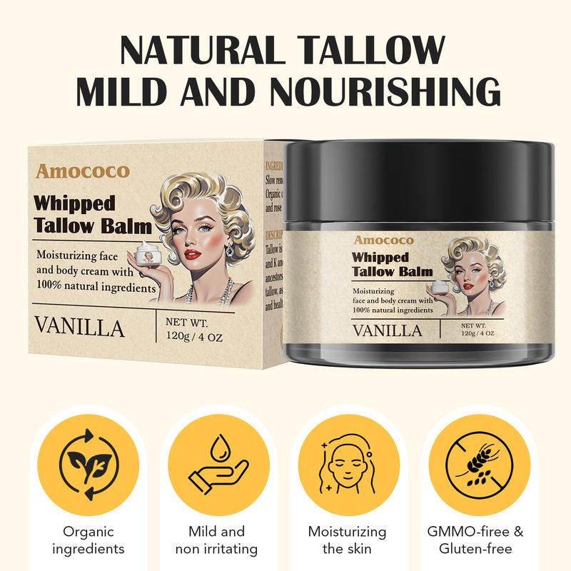 Tallow Honey Cream Moisturizer Vanilla Flavor - Facial Care Cream - Moisturizing - Moisturizing - Skin Care Lotion - Body Care Brightening Cream