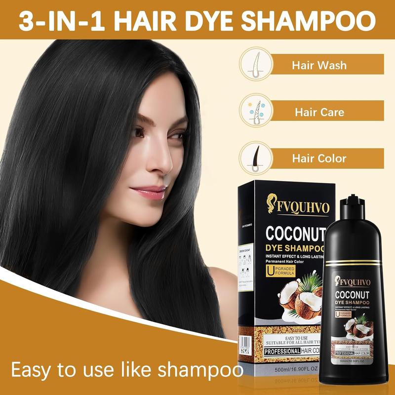 Coconut Oil Hair Colour Shampoo,Botanical Extracts - Long Lasting,Ammonia Free Conditioner Mild Black Hair Colour Shampoo keracolor Haircare brown  hair color dark brown