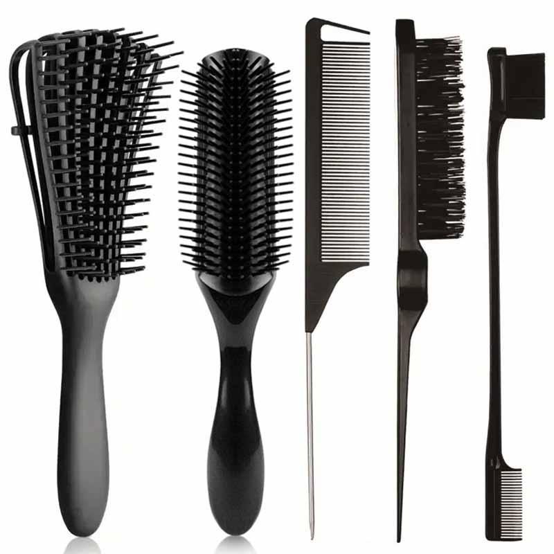 Summer Hair Styling Comb Set, 5 Counts set Hair Detangling & Styling Tool Set, Teasing Hair Brush, Scalp Massage Comb, Hairdressing Comb for Women and Men, Hair Grooming Comb, Hair Beauty Supplies, Hair Product, Christmas Gift