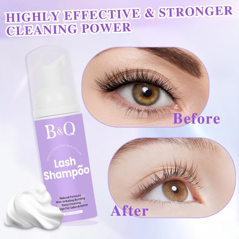 B&Q Lash Shampoo & remover cleaning kit for Lash Extensions-Eyelash Extension Cleanser for Extensions Makeup Makeup Remover