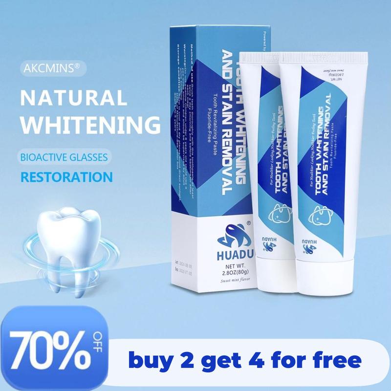 HUADU AKCMINS Natural Whitening Toothpaste, No Fluoride, Repair, Anti Plaque, Triple Whitening Oral Sensitive