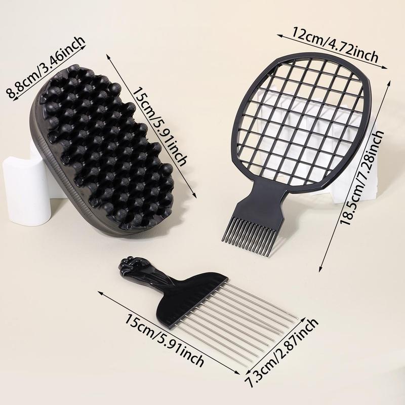 Hair Styling Tool Set, 3 Counts set Hair Brush & Comb & Hair Net, Heatless Styling Tool for Women & Men, Hair Styling Accessories