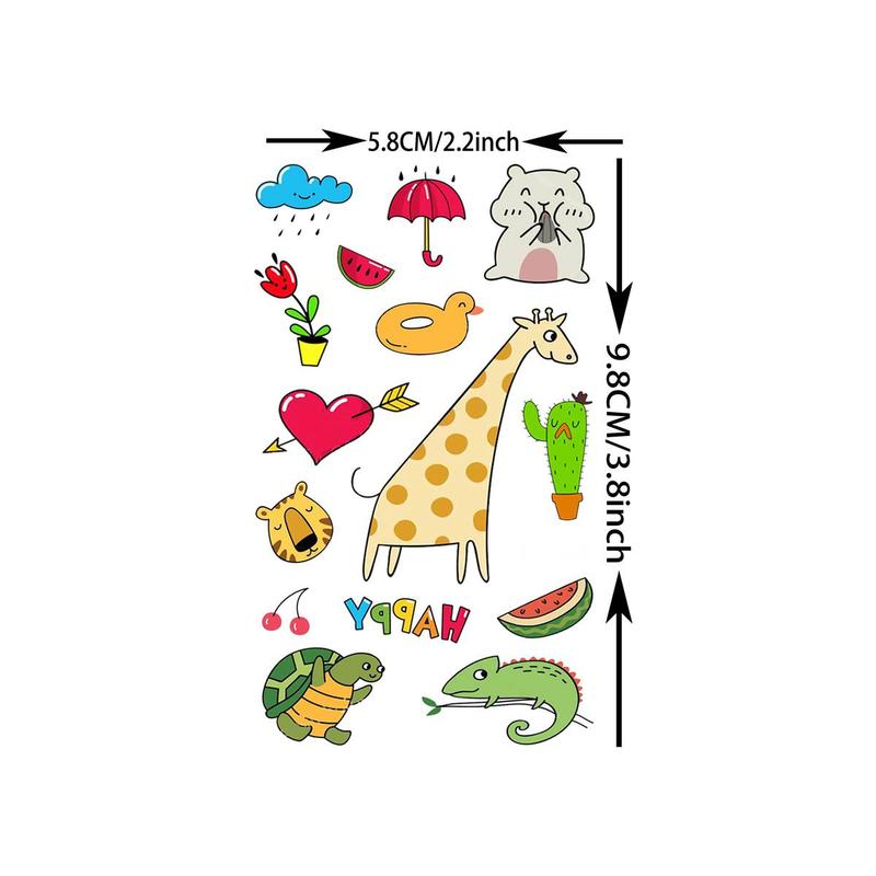 Colorful Animals Pattern Temporary Tattoo Sticker, 60pcs set Funny Waterproof Fake Tattoo Sticker, Body Art Sticker for Kids & Adults