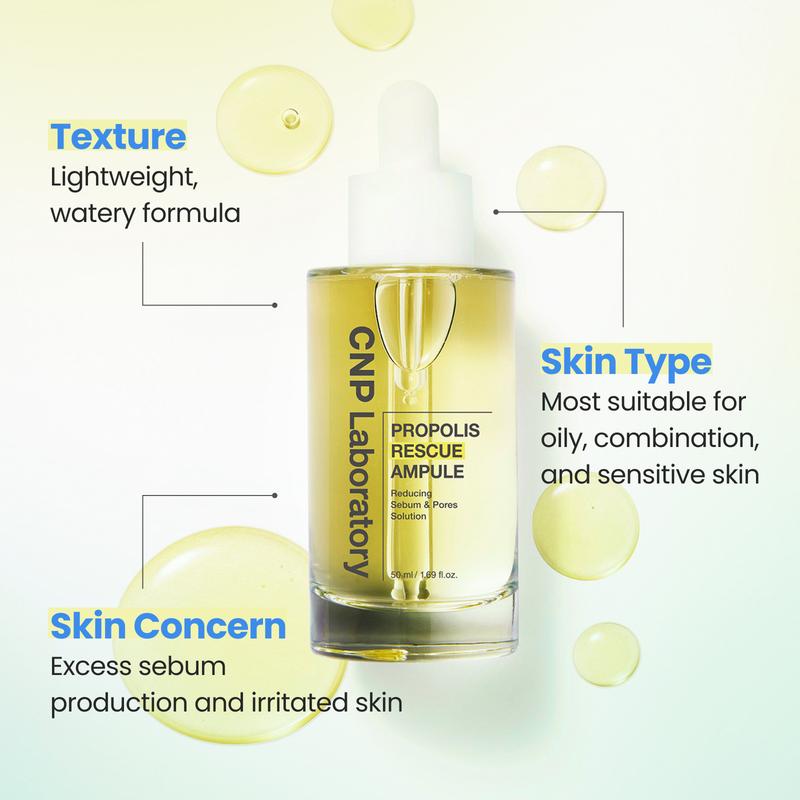 [CNP Official Shop] Honey Niacinamide Serum for Sensitive, Acne-prone Skin - Propolis Rescue Repair Ampule with IP-BHA, Soothing, Hydrating, Minimizing Pores, Anti-Redness, Brightening, Korean Skincare for Radiant, Even-Toned Complexion (1.65 fl.oz)