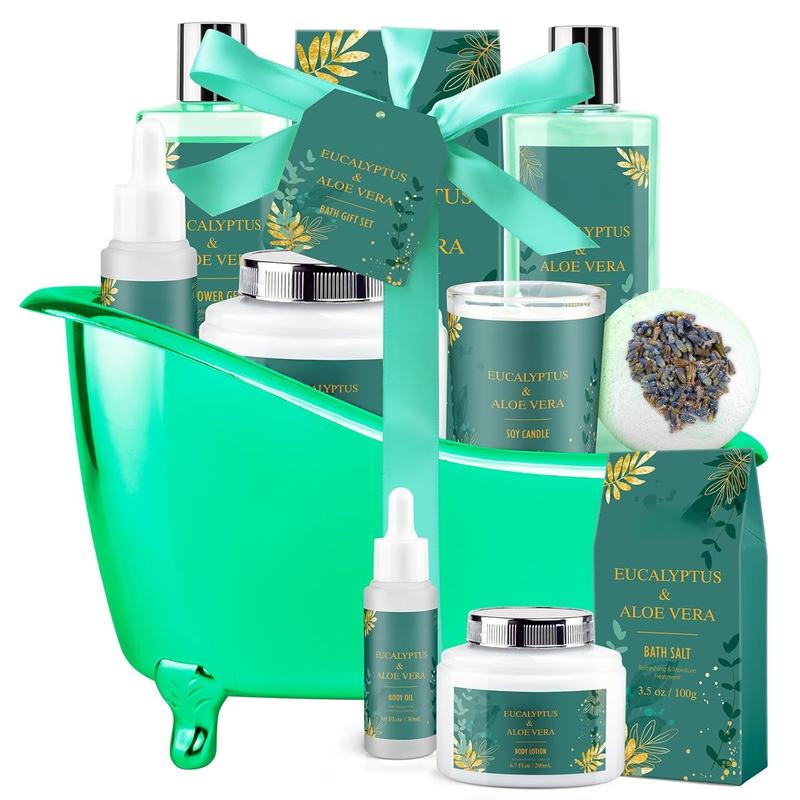 Christmas Gift Baskets for Women - Birthday Gifts for Women, include Bubble Bath for Women, Soy Candle, 8 Pcs Spa Gift Set for Her Lover