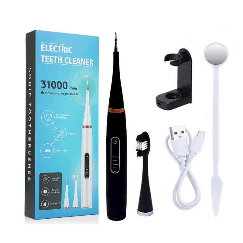 Electric Teeth Cleaner Kit, USB Rechargeable Teeth Cleaner & Accessories, Teeth Dirt Removal, Fast Teeth Cleaning Tool for Home & Travel