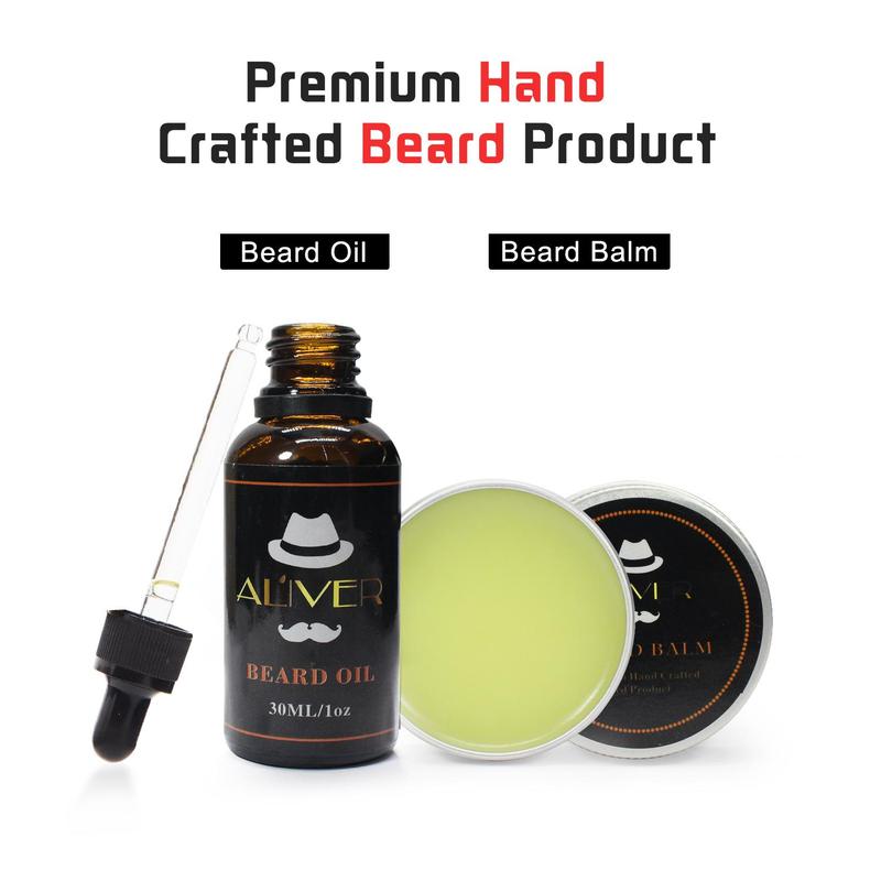 Beard Oil & Beard Growth Oil & Beard Balm, Beard Grooming Kit, Beard Trimming Kit, Great for Father Boyfriend, Holiday Gift, Gift Set