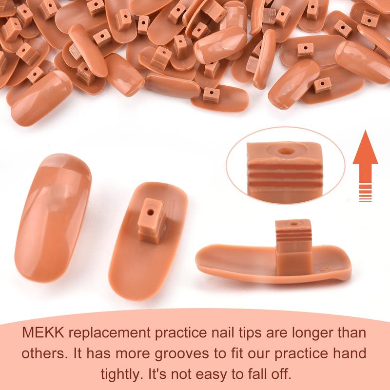 Practice Hand, Flexible Practice Hand for  Nails Manicure Practice  Hand for Beginners  Tech  Haves with 100 count Brown Replacement  Tips