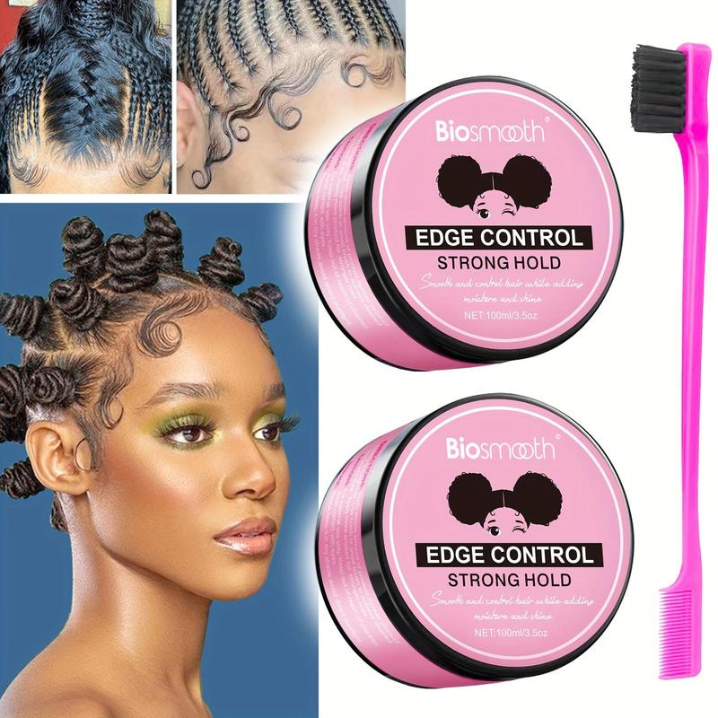 Hair Edge Brush & Hair Mousse, 2pcs Hair Styling Cream & 1pc Brush, Hair Styling Tool for Women & Girls