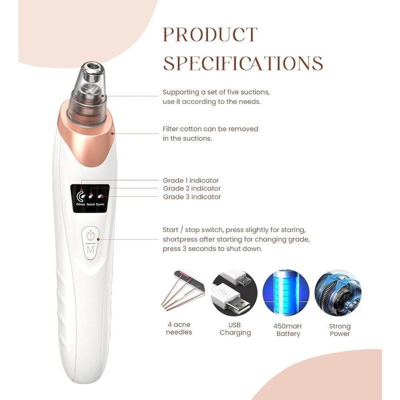 2024 Newest Blackhead Remover Pore Vacuum,USB Rechargeable Blackhead extractor