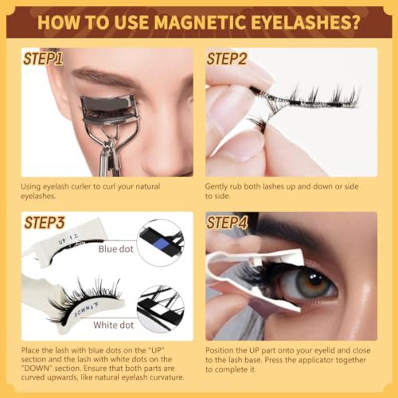 Magnetic Eyelash Extension Natural Look, 2 Pair Reusable Magnetic Eyelashes with Applicator, Thanksgiving Gift Makeup Cosmetic Eyelashes Extensions