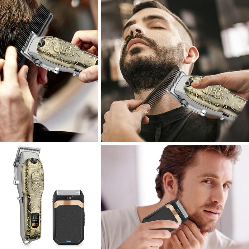 Professional Barber Clipper Razor Kit, 1 Box Rechargeable Electric Hair Trimmer & Accessories, Men's Grooming Essential, Great for Barbershop Salon Home Use, Christmas Gift, Barber Kit, Hair Cutting Machines