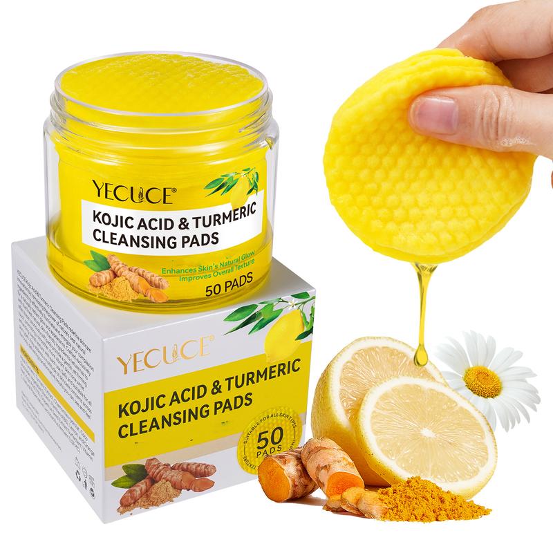 Yecuce Turmeric Kojic Acid Exfoliating Cleansing Pads Skincare Comfort (30 or 50 pads)